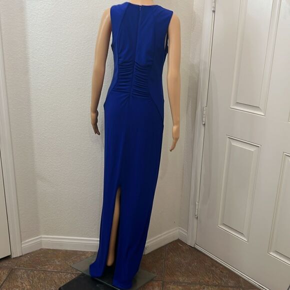 Coast Dress Sz 10 Colbalt Blue Maxi Square Neck Sleeveless Slimming Ruched Front - Picture 8 of 15